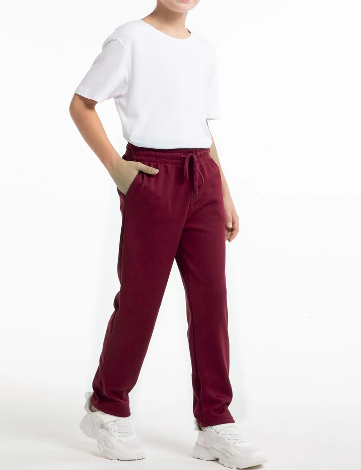 1/4 Pack Boys Sweatpants Fleece Lined Open Bottom Youth Athletic Jogging Track Joggers Pants with Pockets for Kids