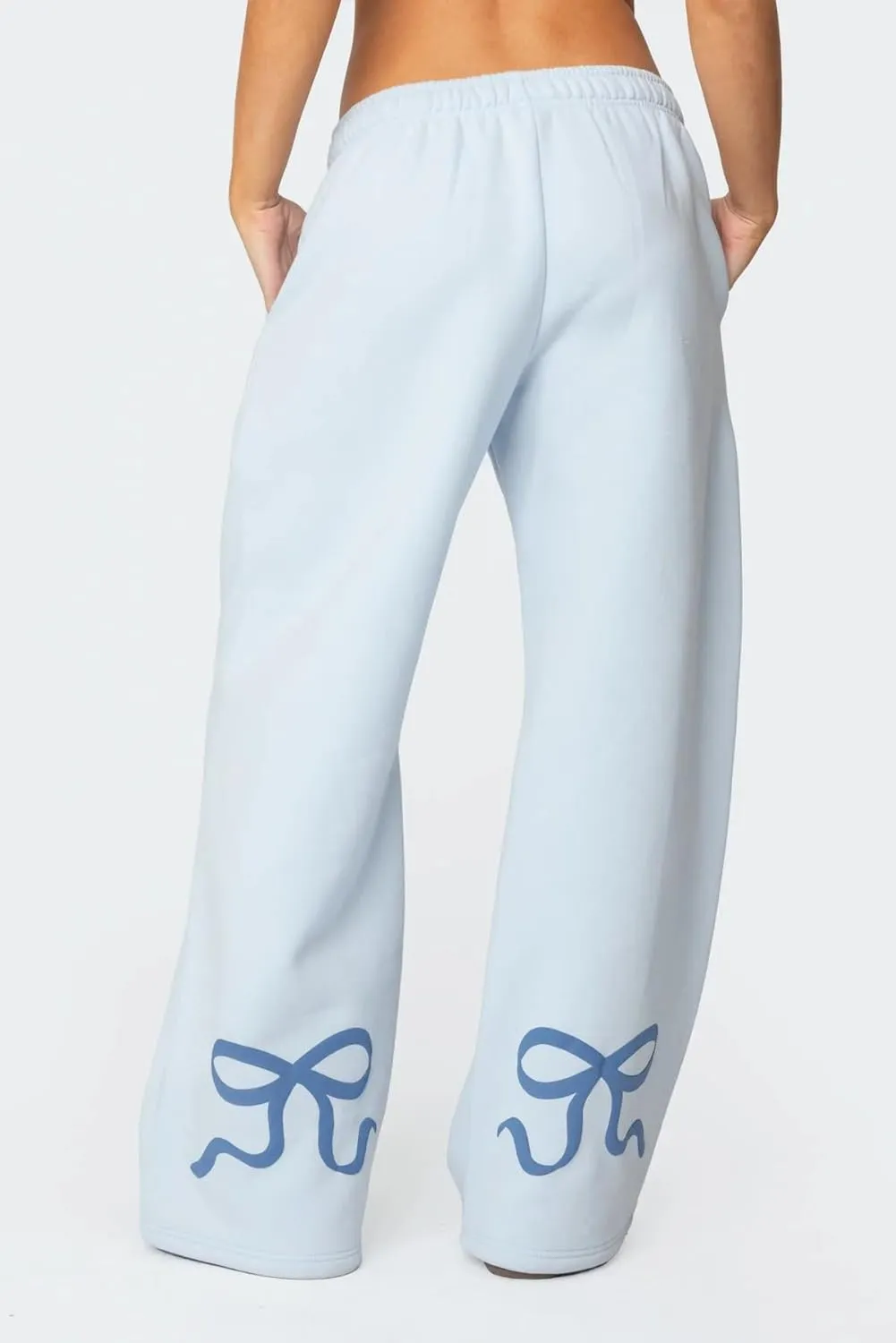 2 Piece Lounge Sets for Women Fall Sweatsuits Bow Print Long Sleeve Crew Neck Wide Leg Sweatpants Matching Tracksuit