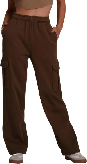 ABOCIW Womens Cargo Sweatpants Fleece Wide Leg Sweat Pants High Waisted Baggy Athletic Joggers Pants with Pockets