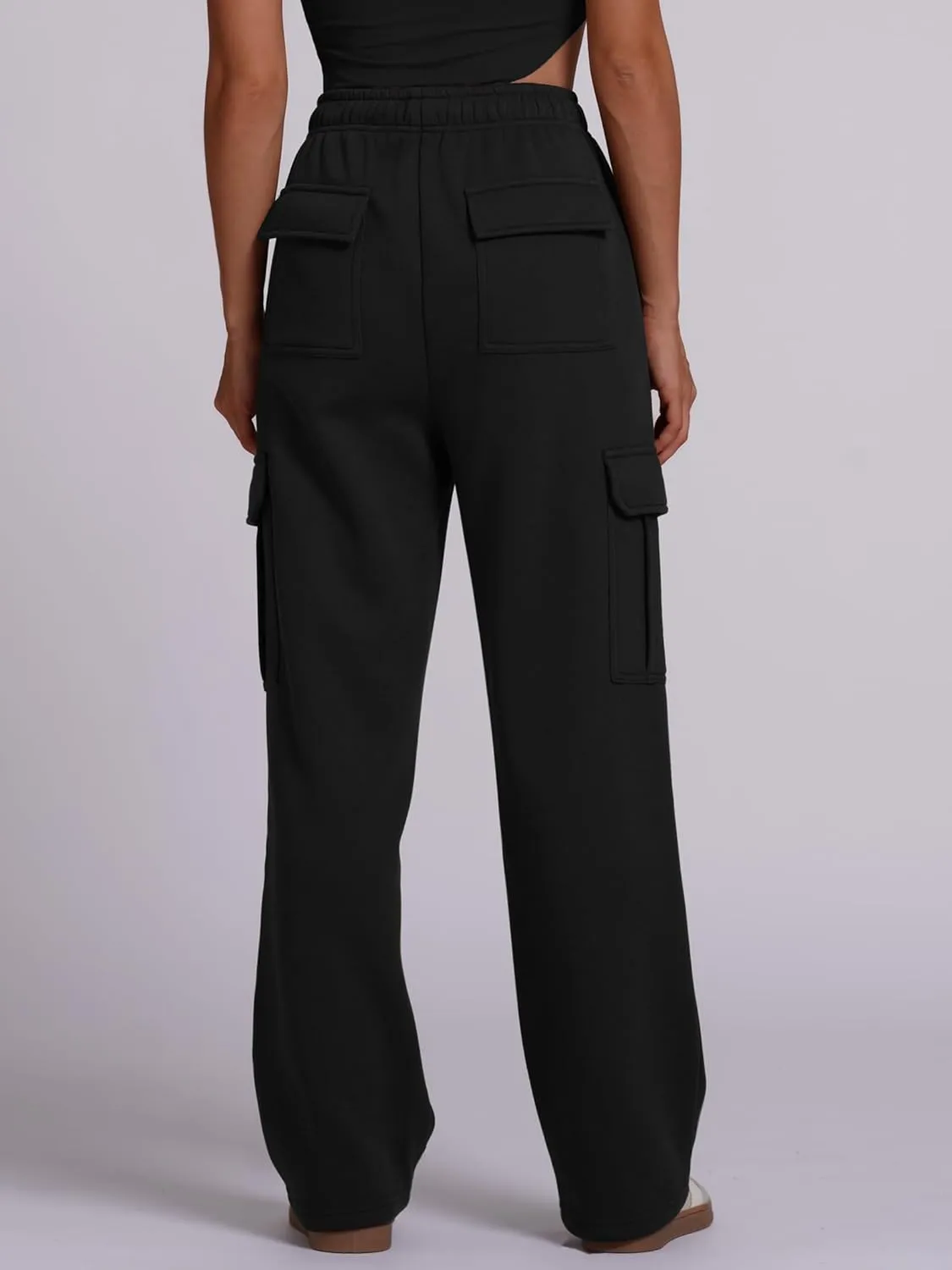 ABOCIW Womens Cargo Sweatpants Fleece Wide Leg Sweat Pants High Waisted Baggy Athletic Joggers Pants with Pockets