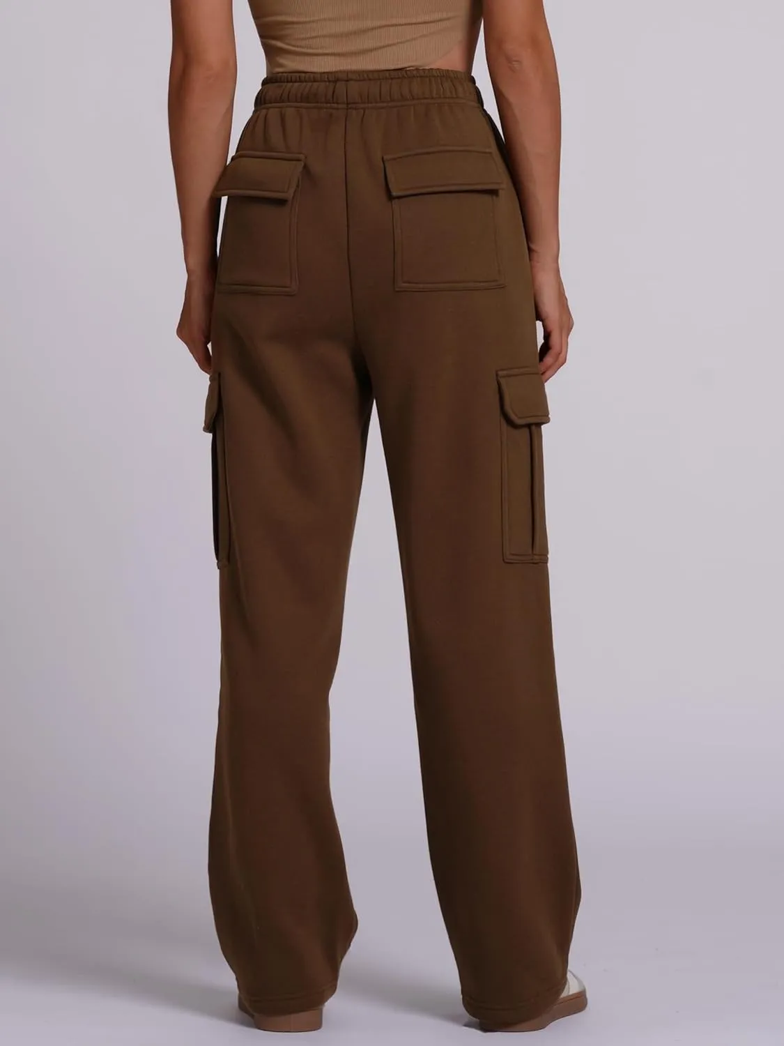 ABOCIW Womens Cargo Sweatpants Fleece Wide Leg Sweat Pants High Waisted Baggy Athletic Joggers Pants with Pockets