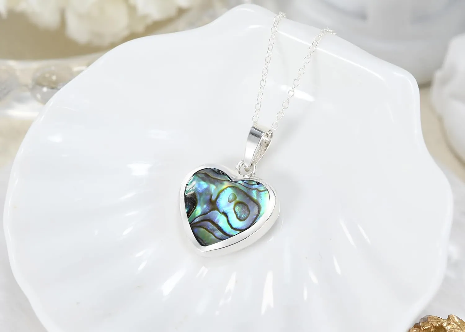 AeraVida Romantic Double-Sided Heart Stones Inlay .925 Sterling Silver Necklace for Women | Fashion Jewelry Valentine's Jewelry Gifts