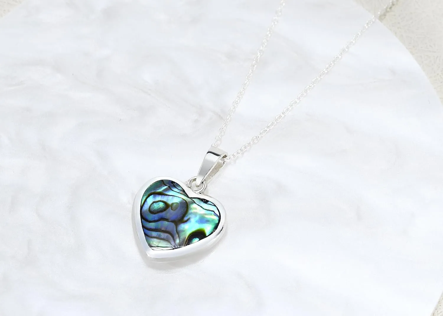 AeraVida Romantic Double-Sided Heart Stones Inlay .925 Sterling Silver Necklace for Women | Fashion Jewelry Valentine's Jewelry Gifts