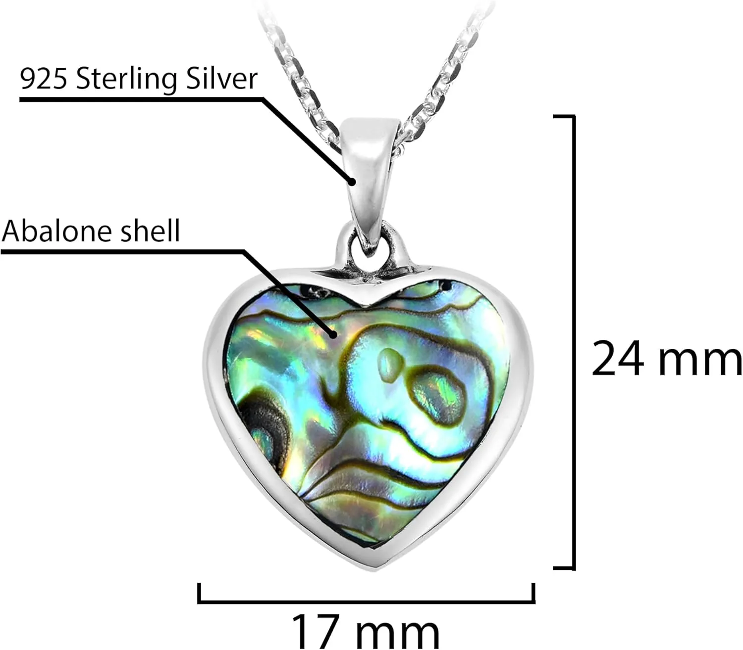 AeraVida Romantic Double-Sided Heart Stones Inlay .925 Sterling Silver Necklace for Women | Fashion Jewelry Valentine's Jewelry Gifts