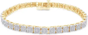 AFFY Tennis Bracelet For Women, 0.25 Carat Round Moissanite, Natural Diamond or Lab Grown Diamond Bracelet for Women in 14K Gold Over Sterling Silver Bracelet Jewelry Gift for Her, Length- 7.25