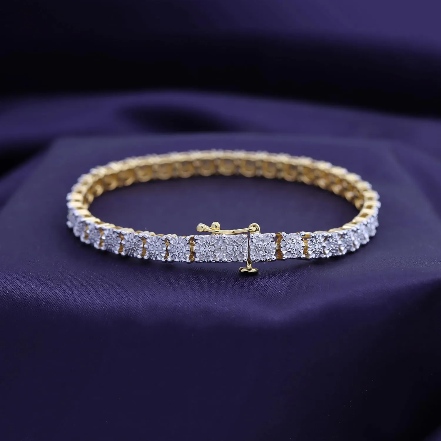 AFFY Tennis Bracelet For Women, 0.25 Carat Round Moissanite, Natural Diamond or Lab Grown Diamond Bracelet for Women in 14K Gold Over Sterling Silver Bracelet Jewelry Gift for Her, Length- 7.25