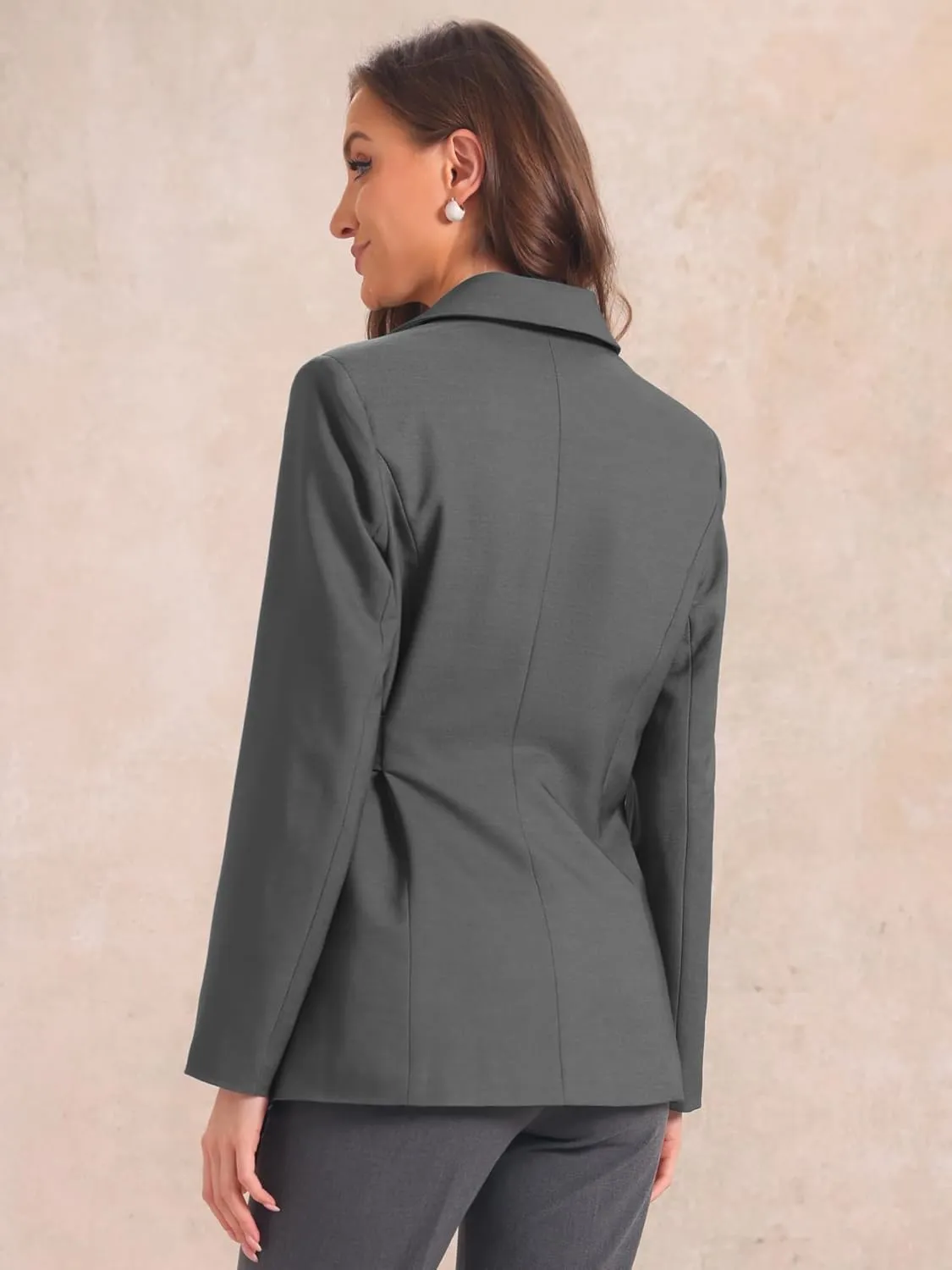 Allegra K Casual Belted Blazer for Women's Lapel Long Sleeve Work Office Wrap Blazer Jackets