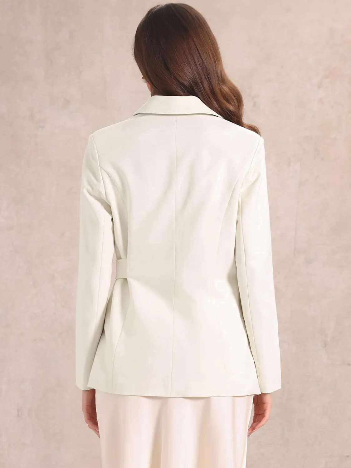 Allegra K Casual Belted Blazer for Women's Lapel Long Sleeve Work Office Wrap Blazer Jackets
