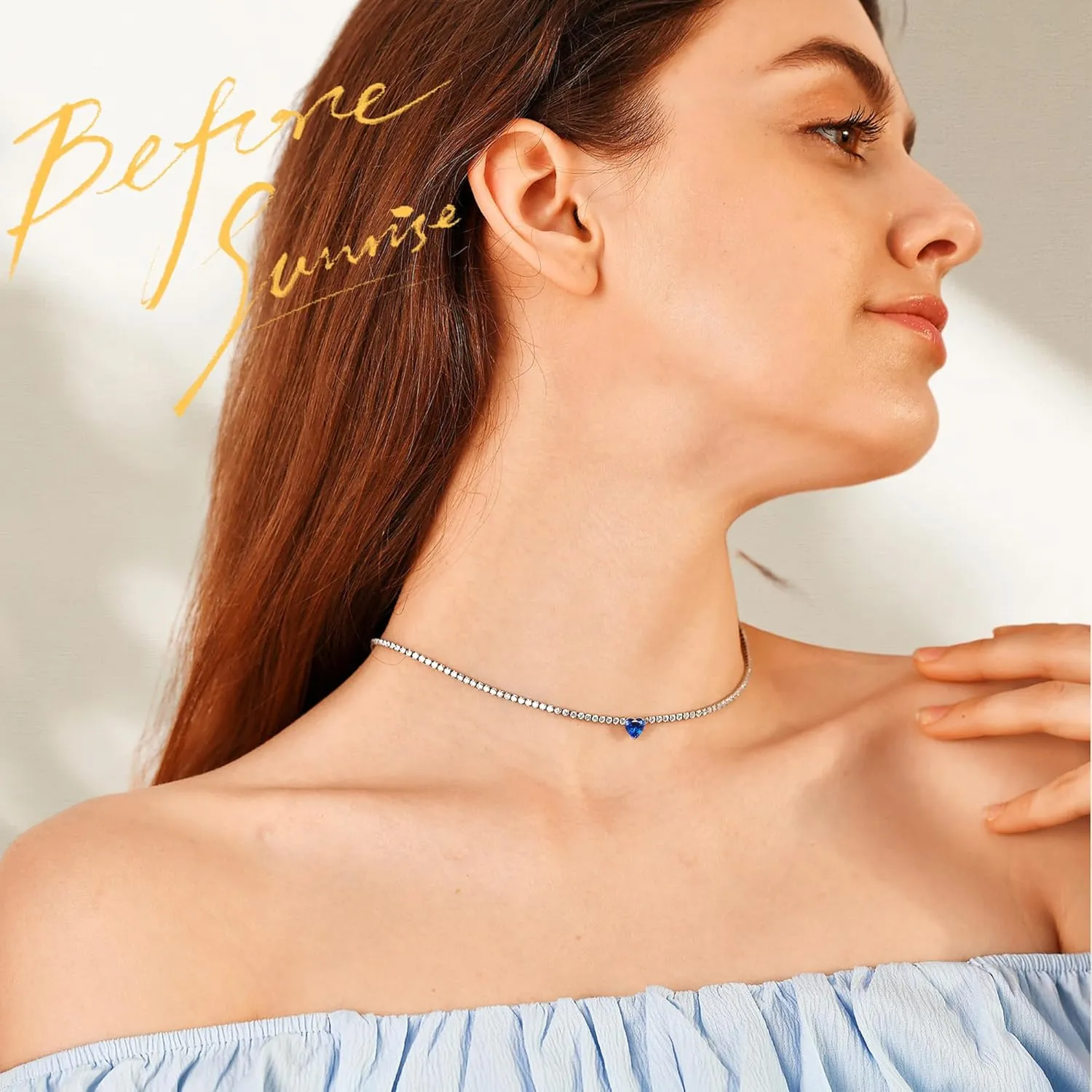 AllenCOCO Diamond Tennis Necklace 18K White Gold Plated Emerald Birthstone Necklace for Women Mothers Dainty Gold Necklace Cubic Zirconia Necklace Birthday Gifts for Women Jewelry