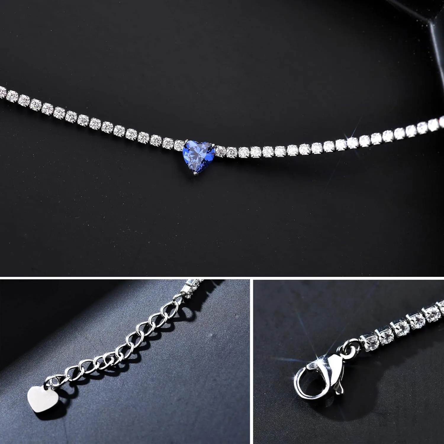 AllenCOCO Diamond Tennis Necklace 18K White Gold Plated Emerald Birthstone Necklace for Women Mothers Dainty Gold Necklace Cubic Zirconia Necklace Birthday Gifts for Women Jewelry