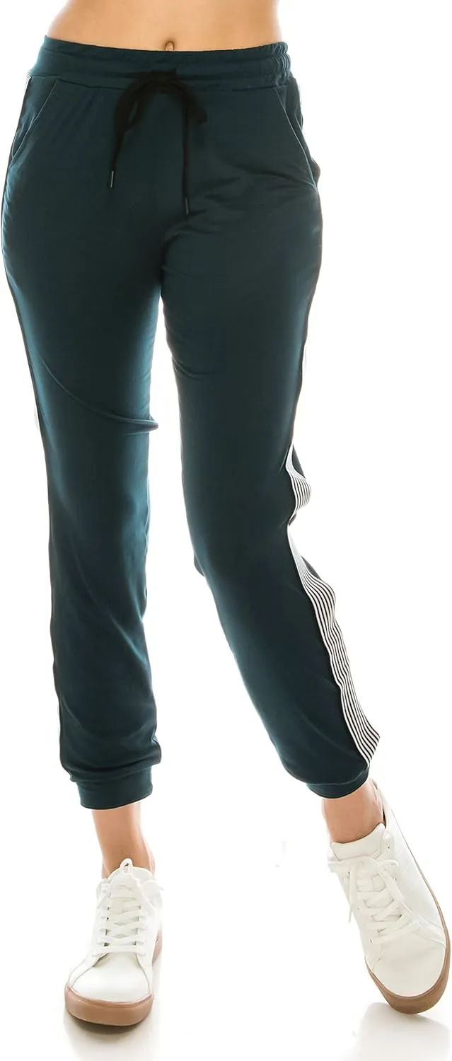 ALWAYS Women Joggers Casual Sweatpants - Super Soft Light Comfy Lounge Striped Pants with Pockets