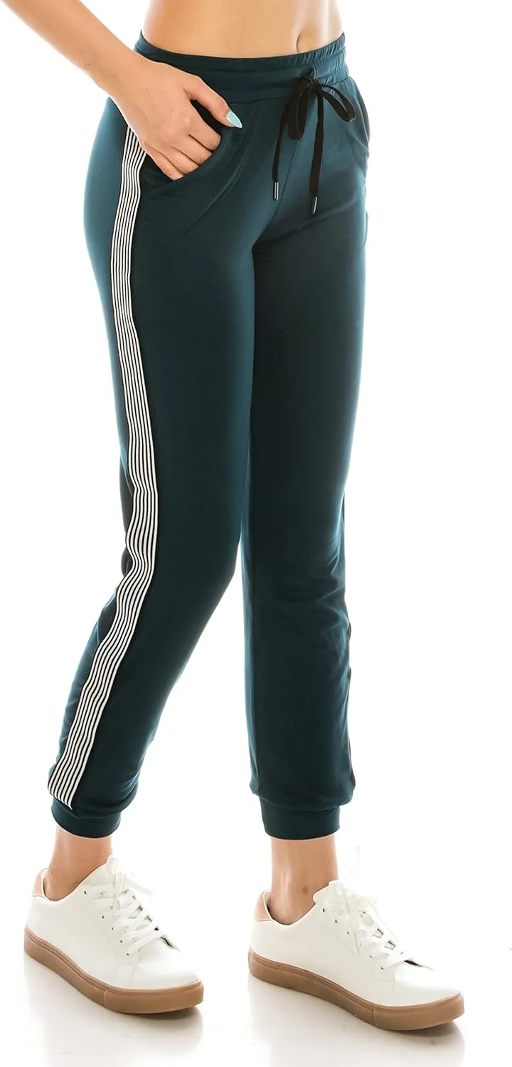 ALWAYS Women Joggers Casual Sweatpants - Super Soft Light Comfy Lounge Striped Pants with Pockets