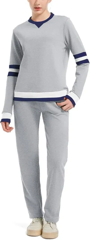 ANOTWENER Sweatsuits Women 2 Piece Outfit Track Suits Travel Outfits for Womens Loungewear Set Crewneck Pullover