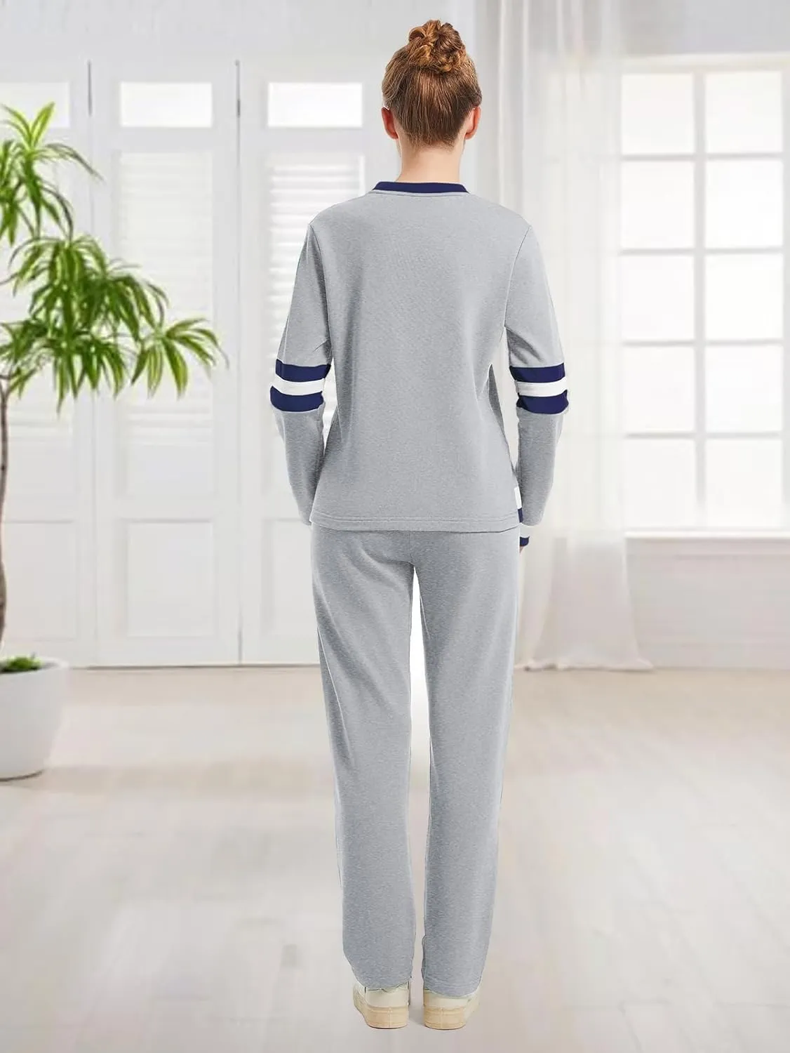 ANOTWENER Sweatsuits Women 2 Piece Outfit Track Suits Travel Outfits for Womens Loungewear Set Crewneck Pullover