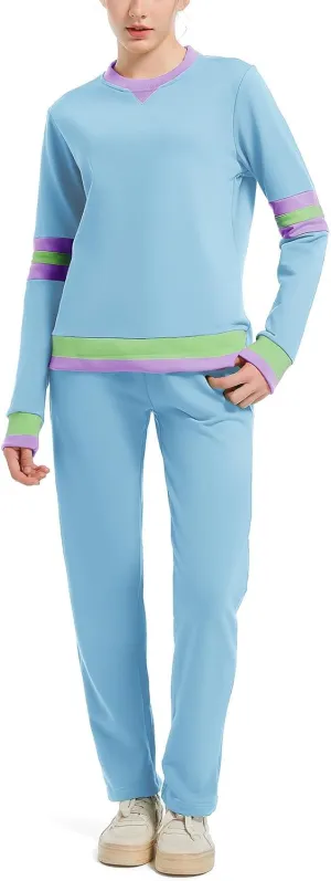 ANOTWENER Sweatsuits Women 2 Piece Outfit Track Suits Travel Outfits for Womens Loungewear Set Crewneck Pullover