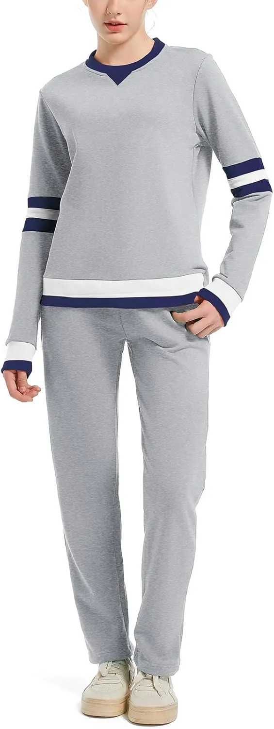 ANOTWENER Sweatsuits Women 2 Piece Outfit Track Suits Travel Outfits for Womens Loungewear Set Crewneck Pullover