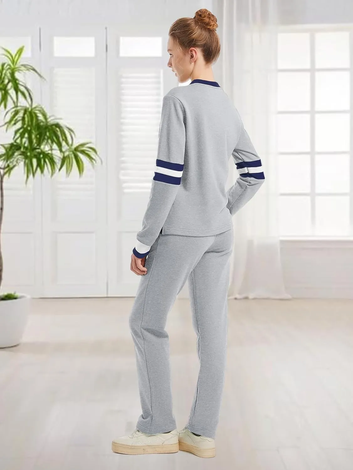 ANOTWENER Sweatsuits Women 2 Piece Outfit Track Suits Travel Outfits for Womens Loungewear Set Crewneck Pullover