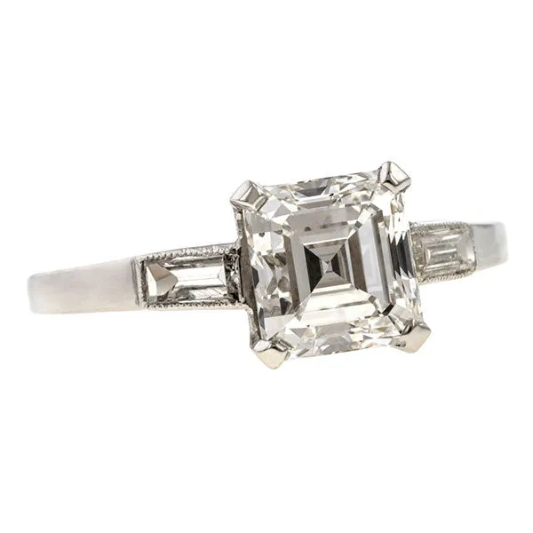Art Deco Emerald Cut Engagement Ring, 1.52ct.