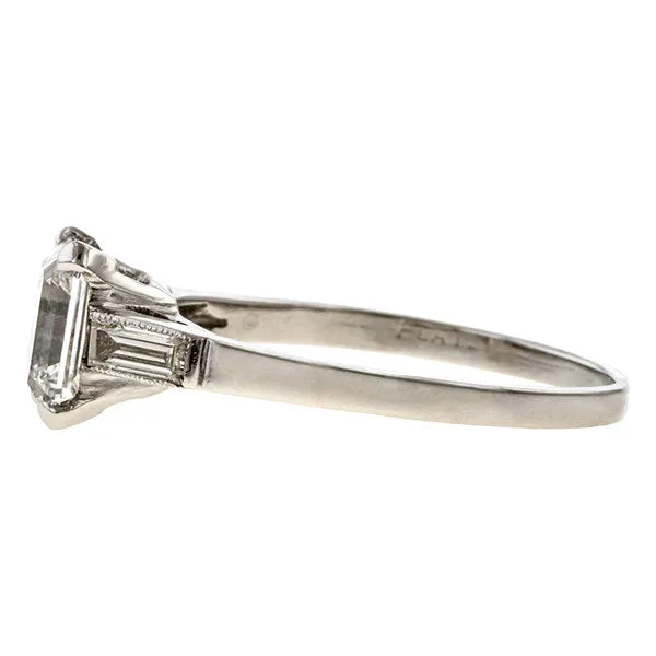 Art Deco Emerald Cut Engagement Ring, 1.52ct.