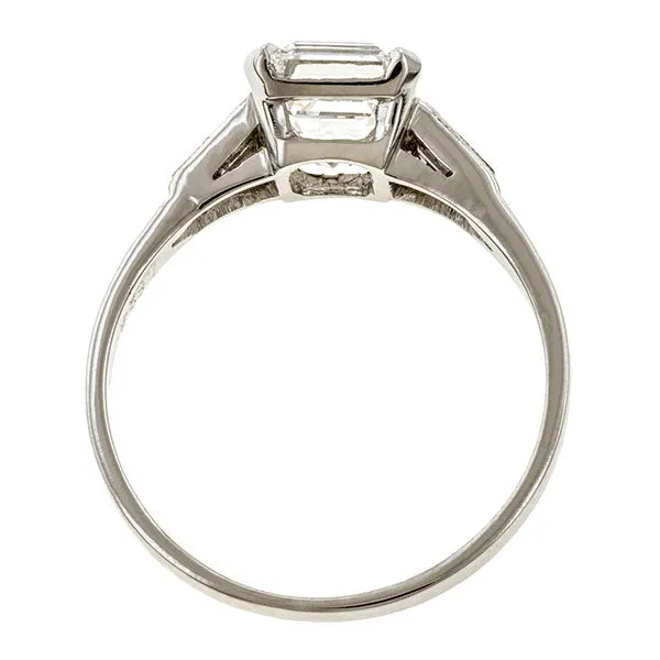 Art Deco Emerald Cut Engagement Ring, 1.52ct.