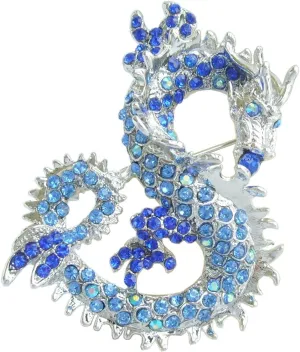 Art Style 2.36" Dragon Brooch Pin Pendant Austrian Crystal BZ2980