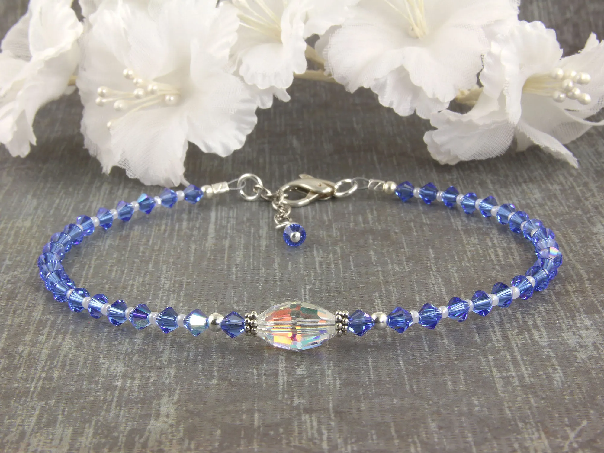Atlantis - Something Blue Wedding Crystal Beaded Anklet