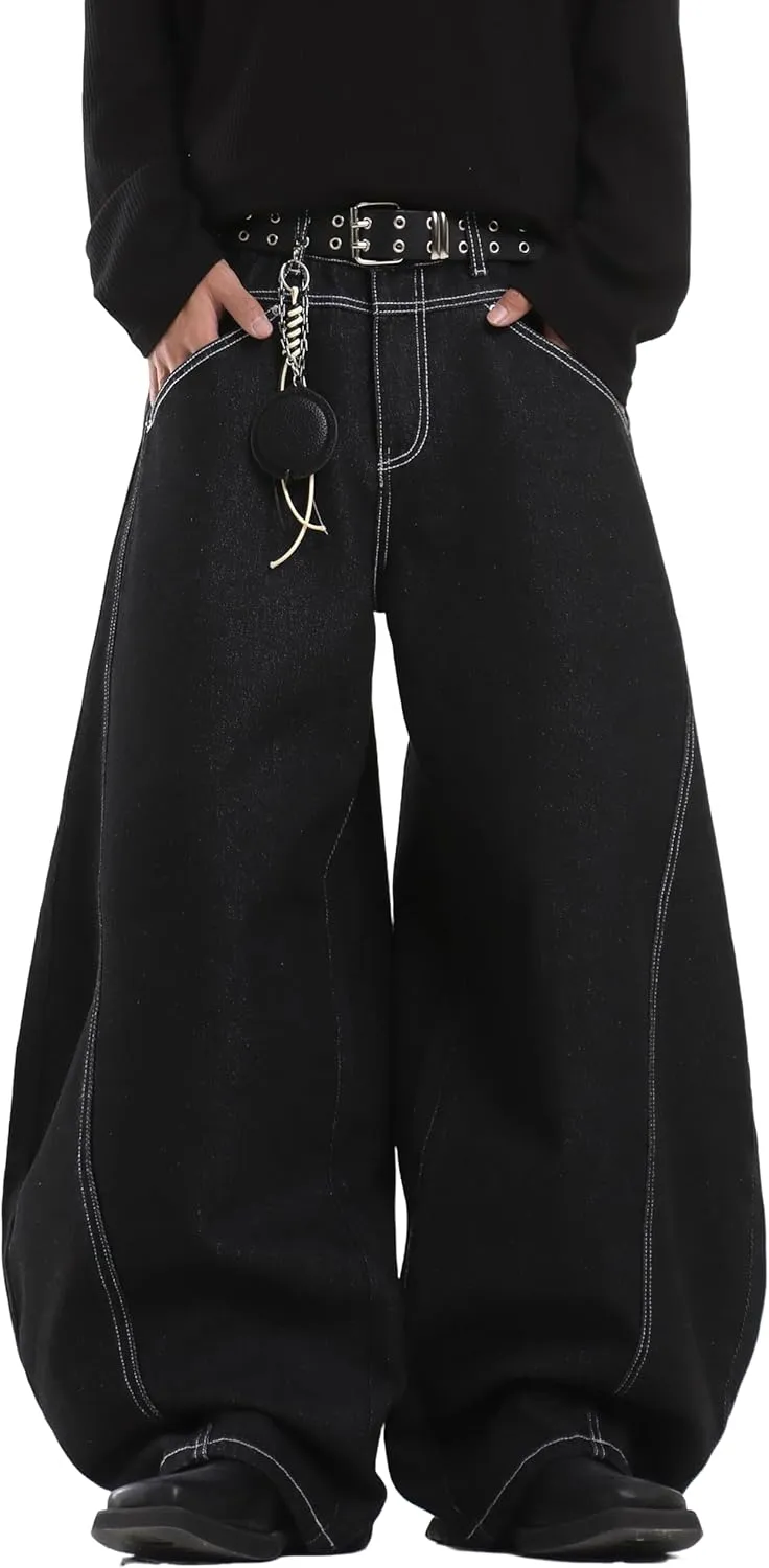 Baggy Barrel Jeans for Woman Men Wide Leg Loose Fit Jeans Y2K Hip Hop Streetwear Denim Pants