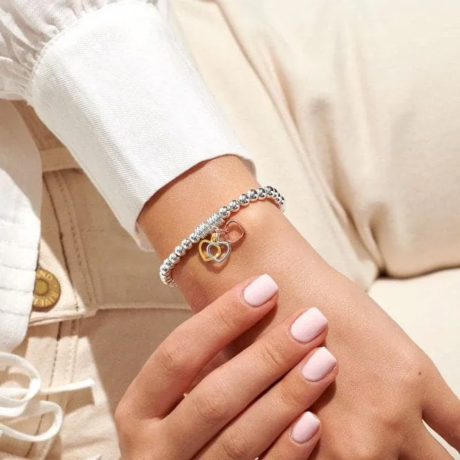 Bar Heart Silver Gold & Rose Gold Plated 17.5cm Bracelet 7212