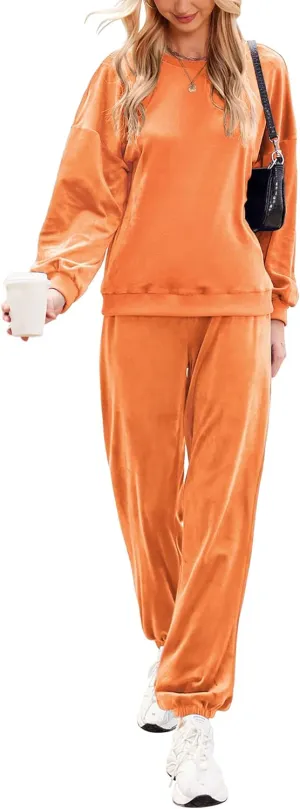 Beyove Women Velour Sweatsuits 2 Piece Tracksuit Sets with Pockets Sweatshirt & Sweatpants Leisure Jogger Outfits S-XXL
