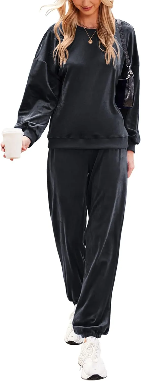 Beyove Women Velour Sweatsuits 2 Piece Tracksuit Sets with Pockets Sweatshirt & Sweatpants Leisure Jogger Outfits S-XXL