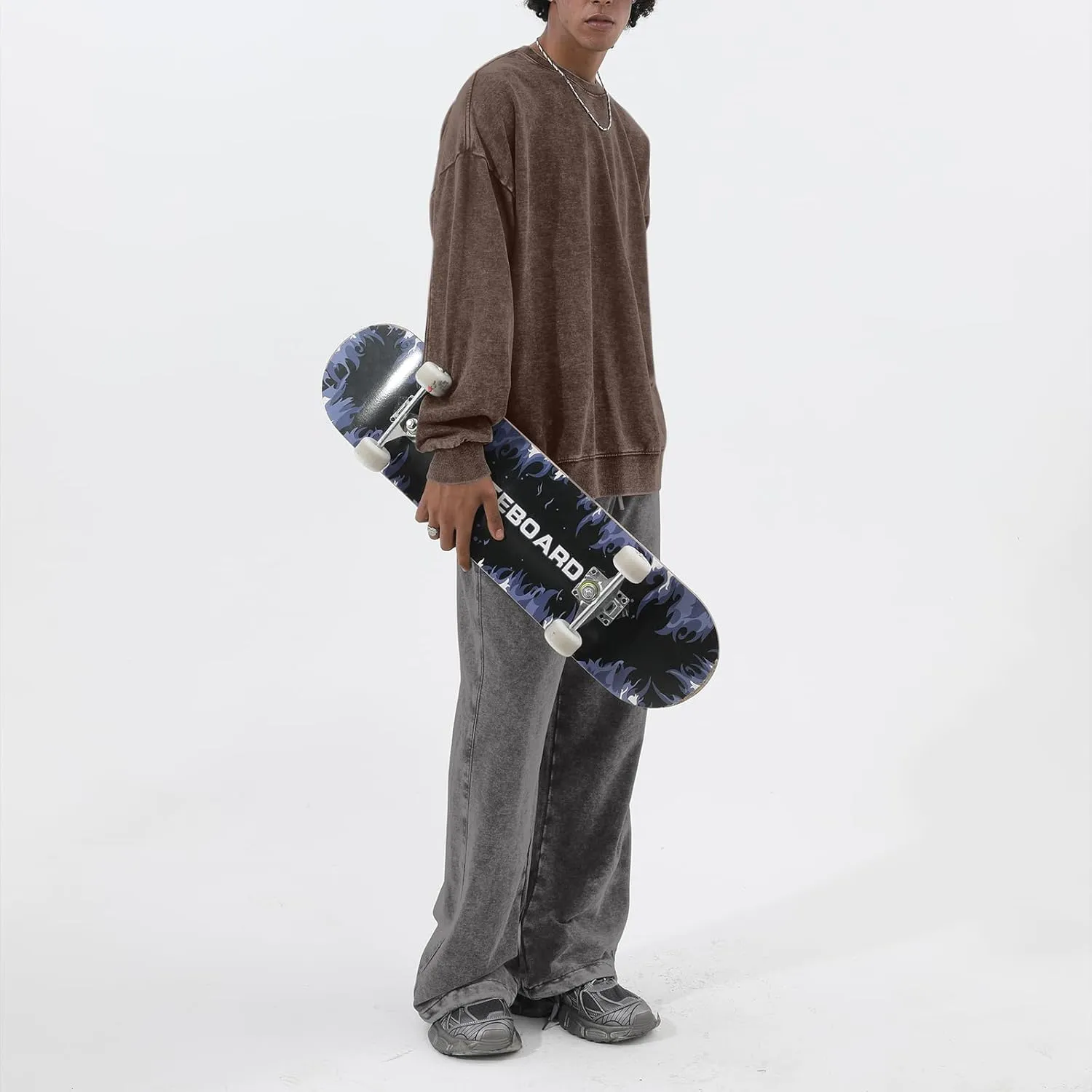 BINTEHGS Mens Oversized Vintage Sweatshirts Acid Wash Plain Crewneck Sweatshirt Streetwear Unisex Distressed Couple Pullover