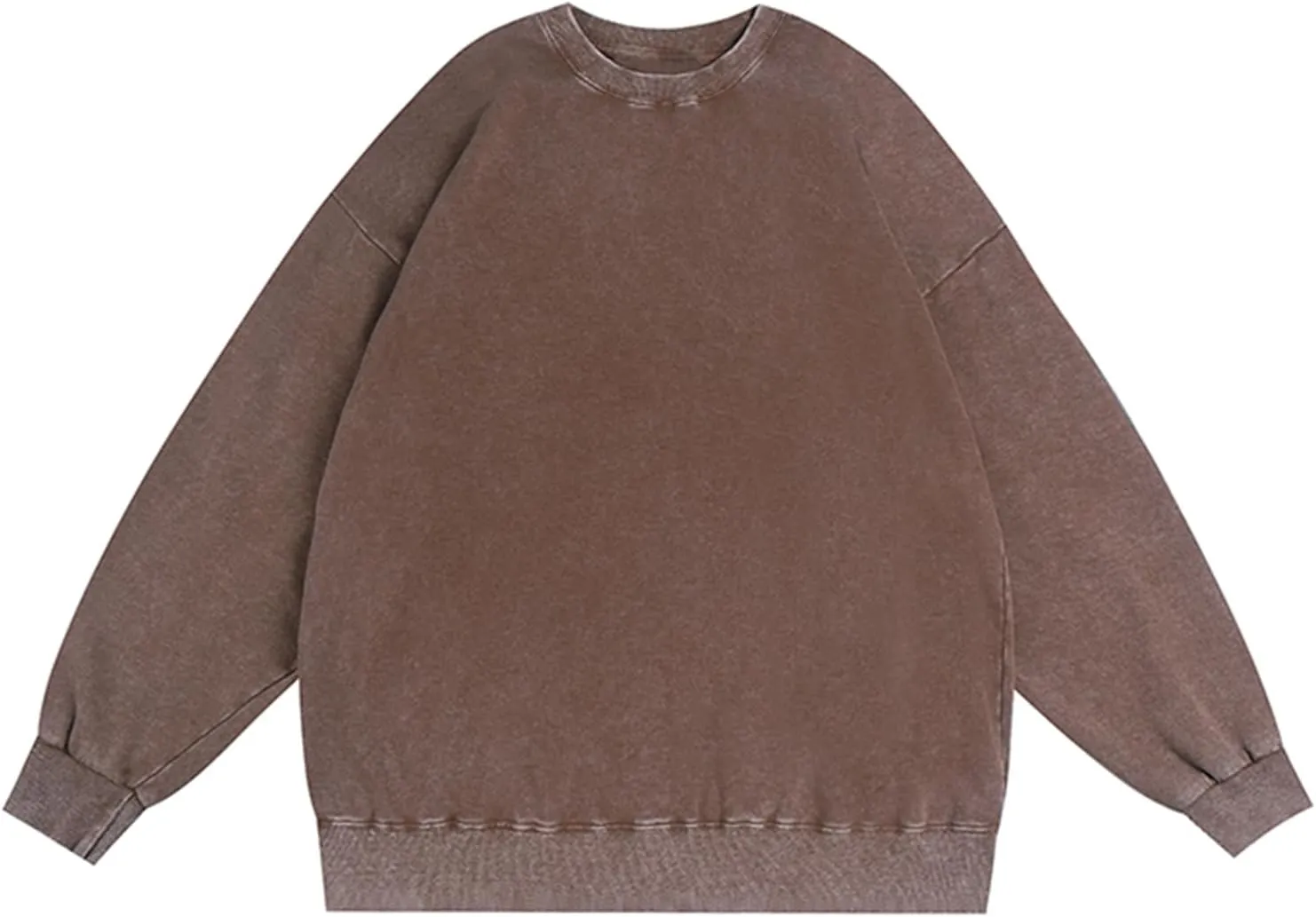 BINTEHGS Mens Oversized Vintage Sweatshirts Acid Wash Plain Crewneck Sweatshirt Streetwear Unisex Distressed Couple Pullover