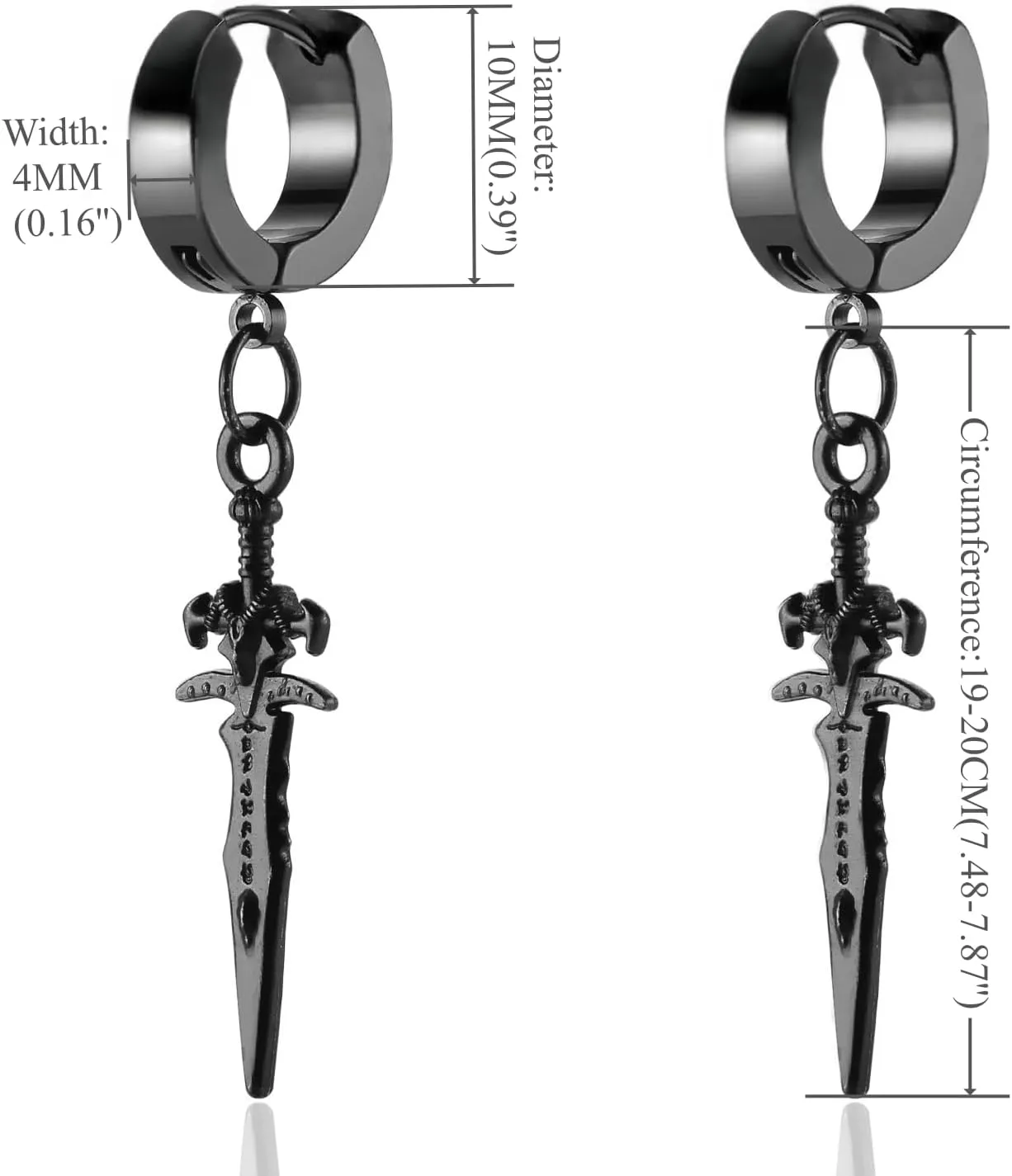 Black Ear Cuff Ear Clip Non-Piercing Clip on Earrings for Men Women