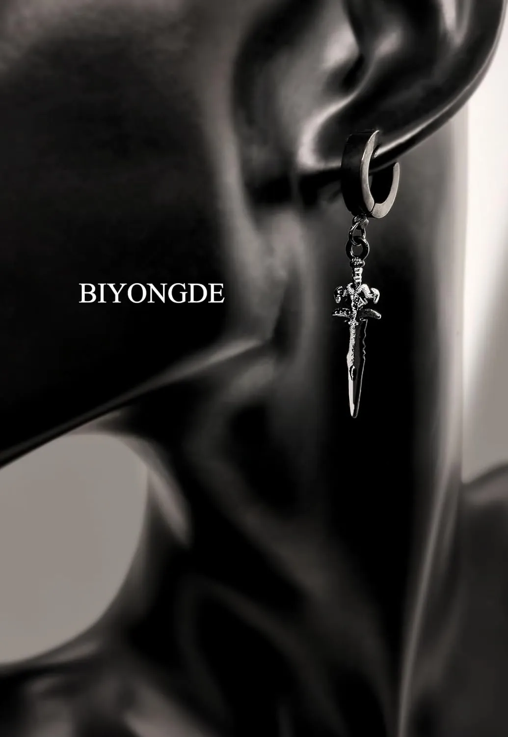 Black Ear Cuff Ear Clip Non-Piercing Clip on Earrings for Men Women
