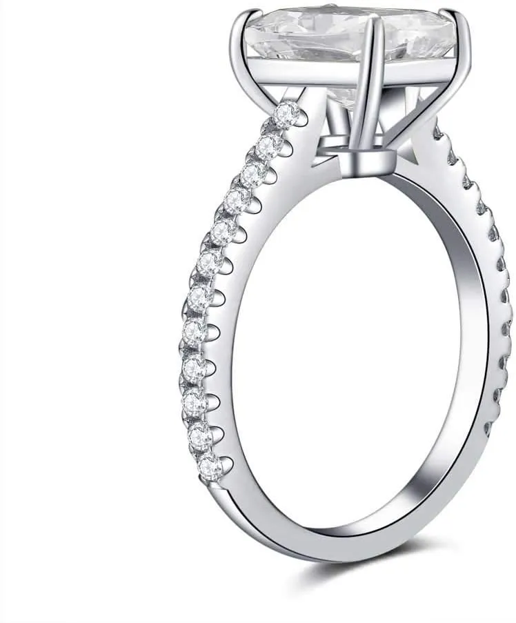 Bo.Dream Cushion Cut 3ct Cubic Zirconia CZ Platinum Plated Sterling Silver Engagement Rings