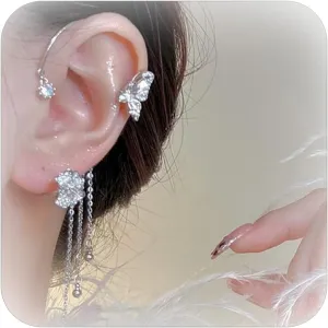 Butterfly Earrings for Women Butterfly Tassel Style Zircon Earrings Butterfly Pearl Heart Dangle Drop Earrings Butterfly Jewelry Birthday Christmas
