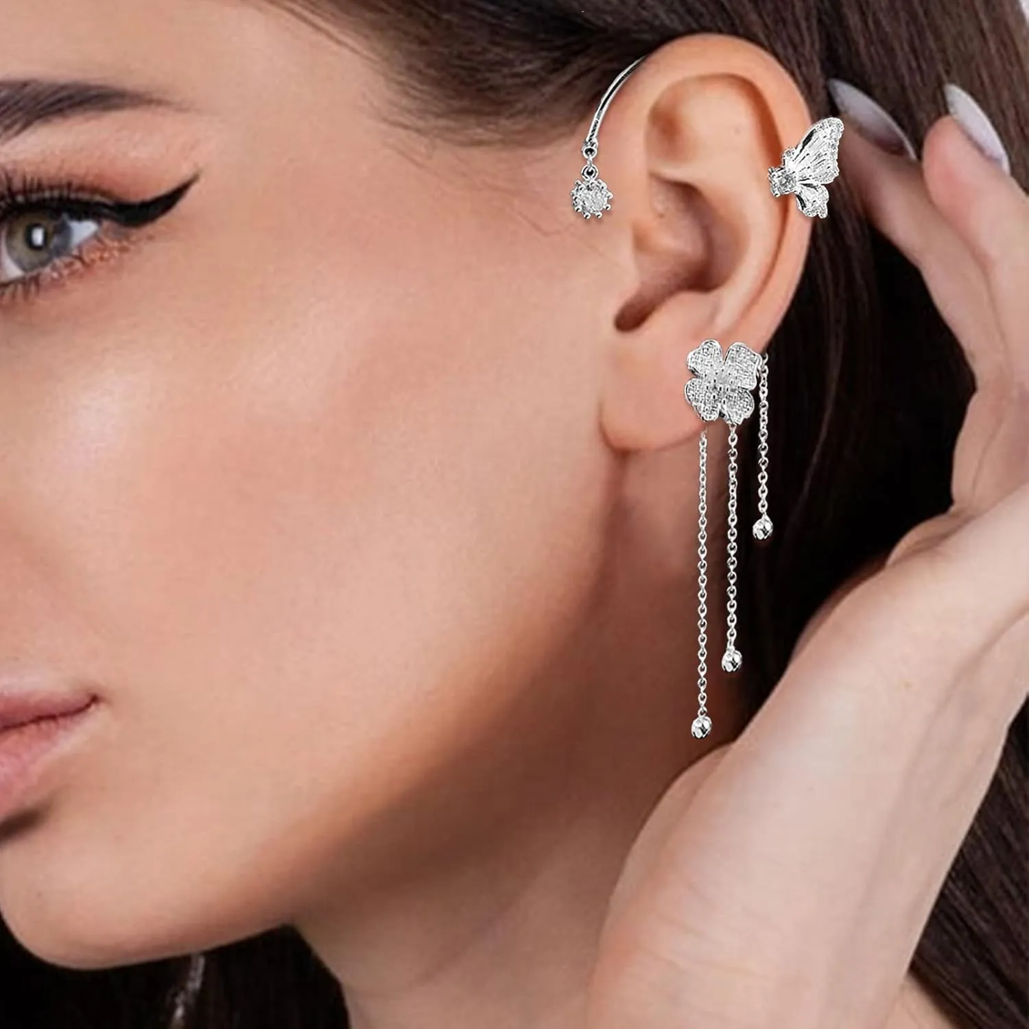 Butterfly Earrings for Women Butterfly Tassel Style Zircon Earrings Butterfly Pearl Heart Dangle Drop Earrings Butterfly Jewelry Birthday Christmas
