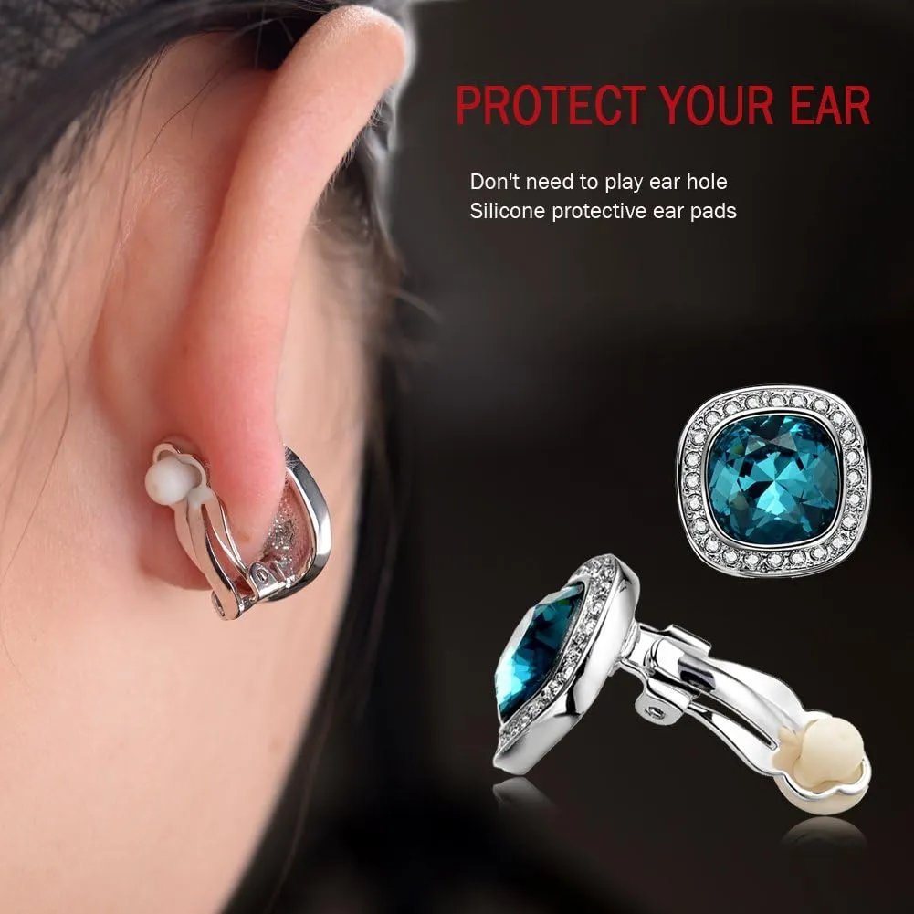 Clip on Earrings Women, 14K Gold Hoop Clip-On Earrings for Women, Hypoallergenic Non Pierced Croissant Earrings