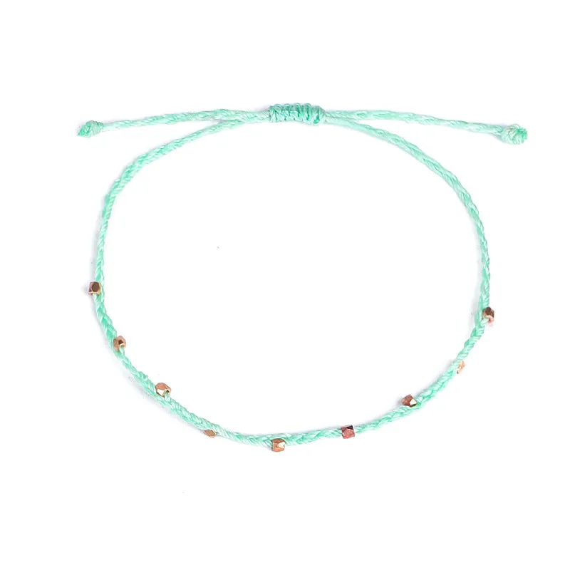 Color waterproof wax thread braided anklet