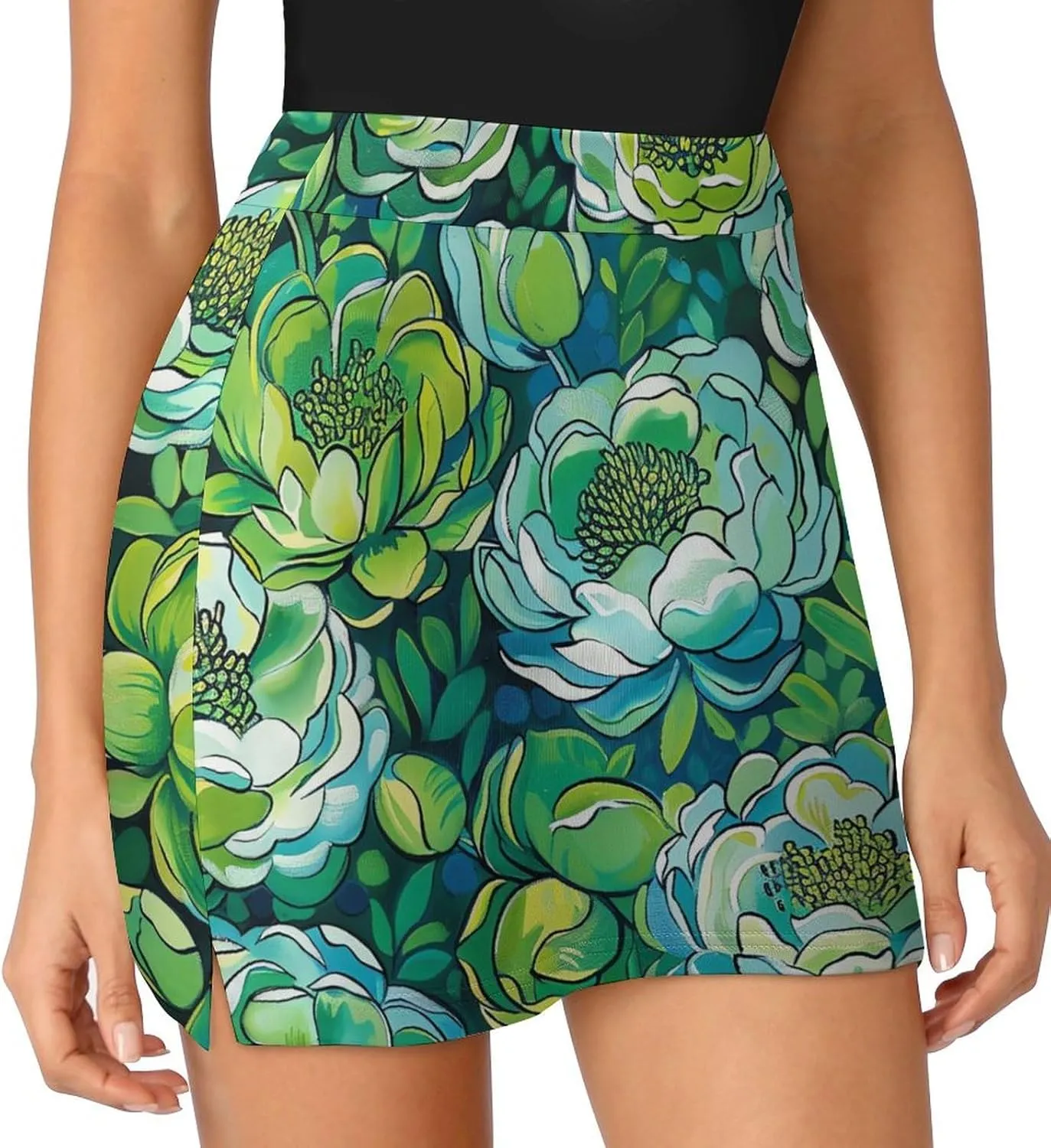 Colorful Illustration Flamingos Pattern Women's Athletic Skirts Light Proof A-line Trouser Skirt with Shorts Pockets