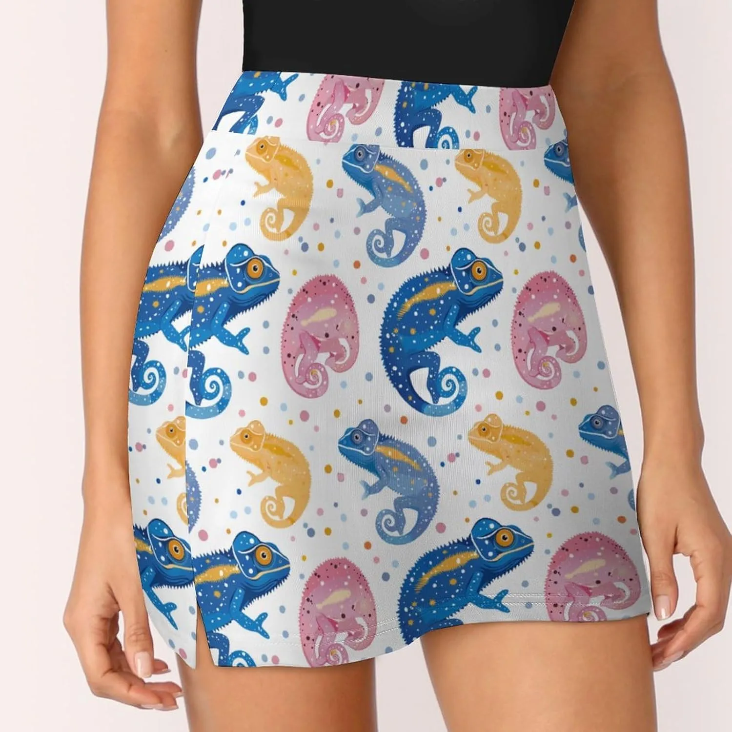 Colorful Illustration Flamingos Pattern Women's Athletic Skirts Light Proof A-line Trouser Skirt with Shorts Pockets