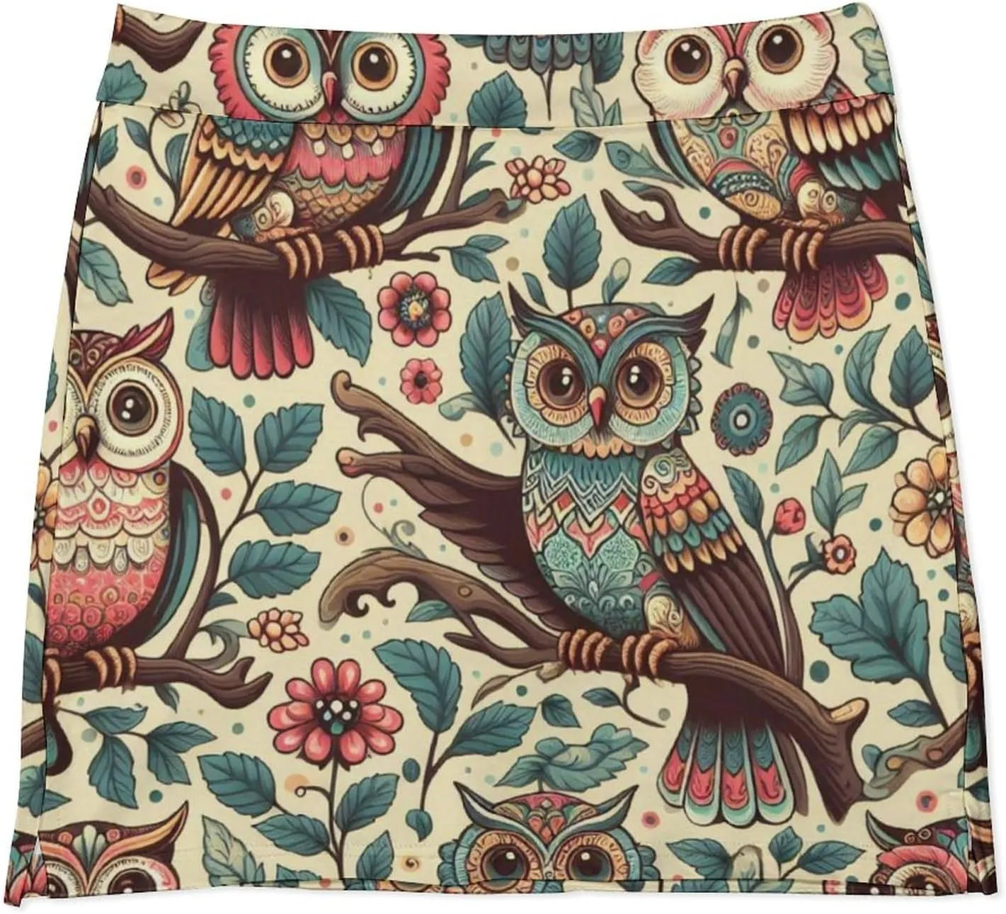 Colorful Illustration Flamingos Pattern Women's Athletic Skirts Light Proof A-line Trouser Skirt with Shorts Pockets