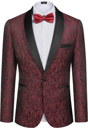 COOFANDY Men's Floral Tuxedo Suit Jacket Slim Fit Dinner Jacket Party Prom Wedding Blazer Jackets