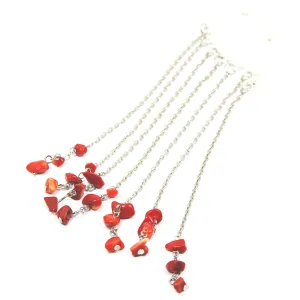 Coral ear cuff Handmade Red beads earring Boho cuff No piercing wrap Silver threader long chain bohemian jewelry Long mono earring Christmas jewelry gift for women Big tribal jacket