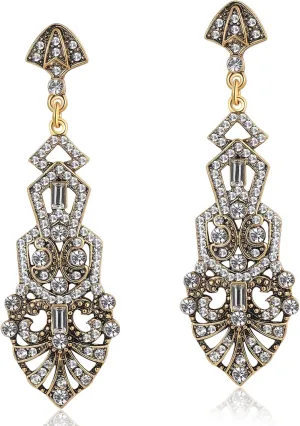 Coucoland 1920s Flapper Earrings Roaring 20s Great Gatsby Rhinestone Earrings