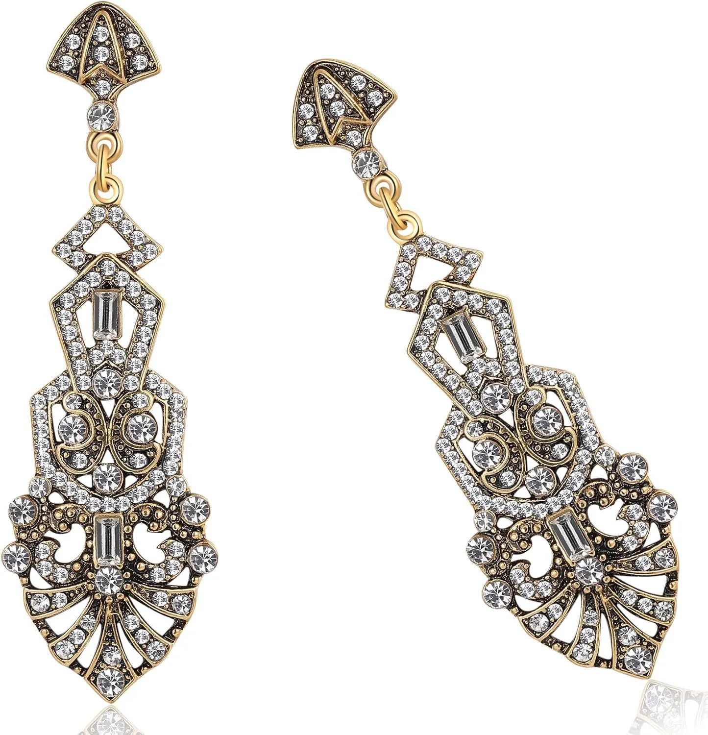 Coucoland 1920s Flapper Earrings Roaring 20s Great Gatsby Rhinestone Earrings