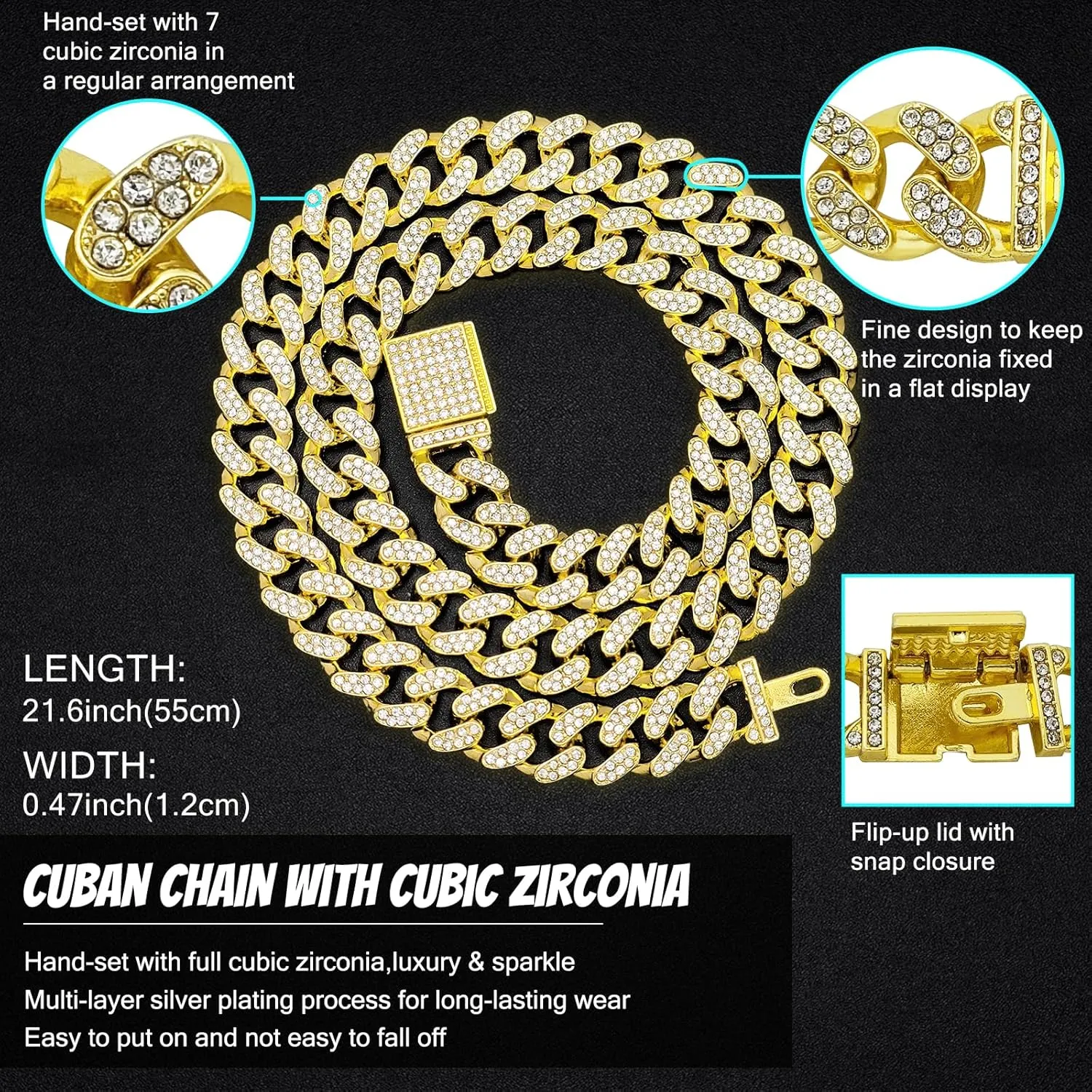 Cross Necklace for Men 22'' Cuban Link Necklace 24'' Iced Out Diamond Tennis Silver chain Mens Jewelry