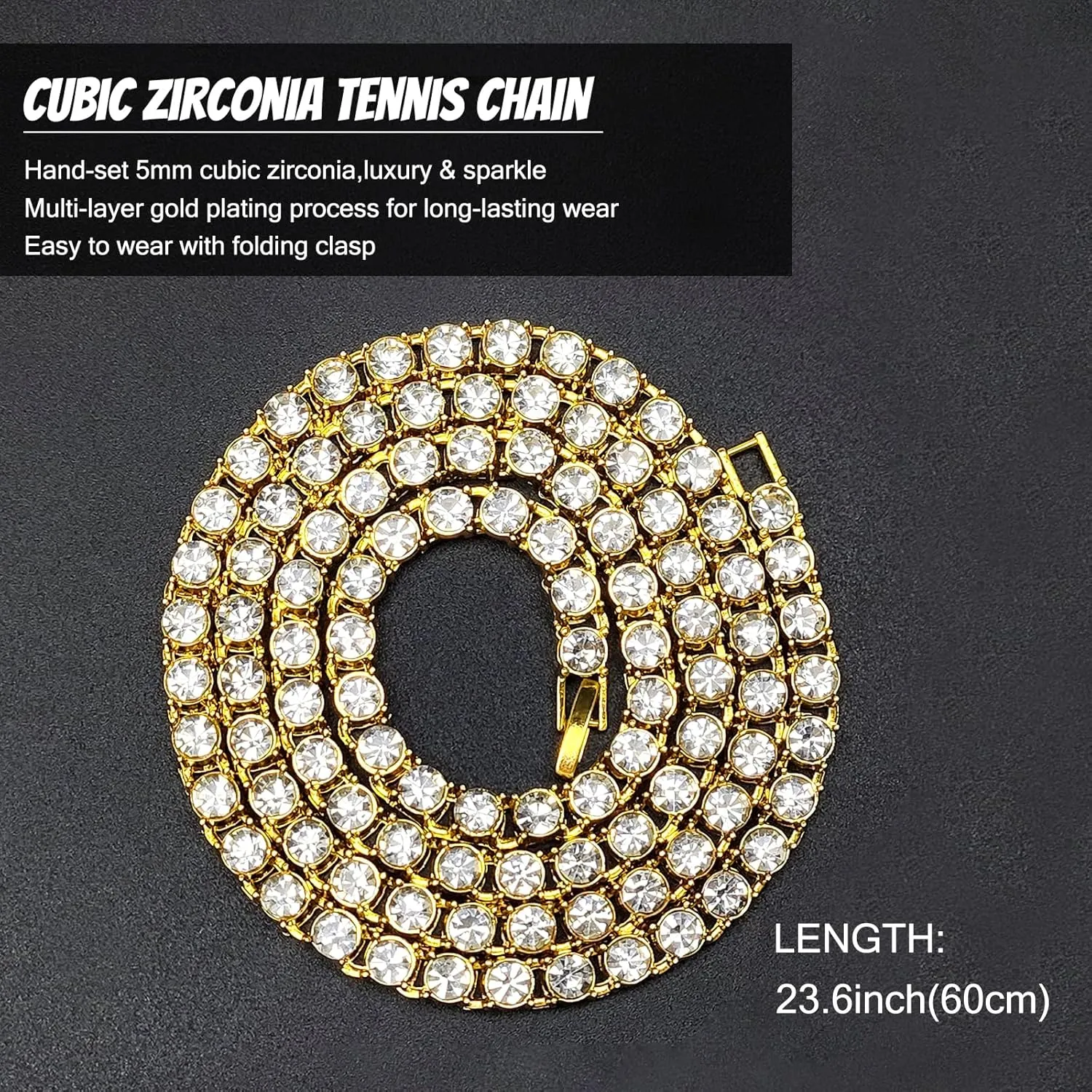 Cross Necklace for Men 22'' Cuban Link Necklace 24'' Iced Out Diamond Tennis Silver chain Mens Jewelry