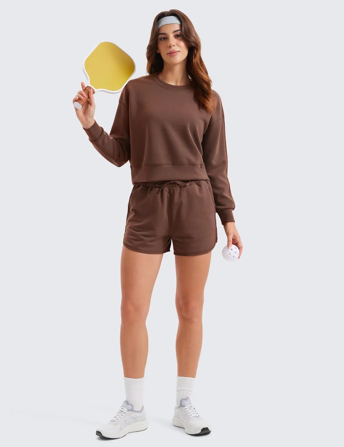 CRZ YOGA Womens SoftAura Crewneck Sweatshirt Long Sleeve Workout Casual Pullover Basic Fall Tops