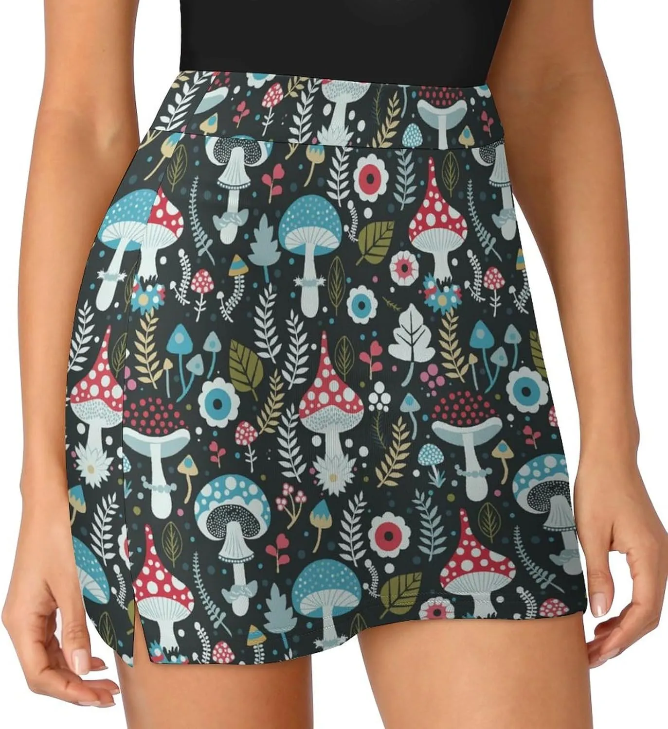 Cute White Polar Bear Women's Athletic Skirts Light Proof A-line Trouser Skirt with Shorts Pockets